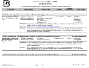 Schedule of Proposed Action (SOPA) 04/01/2015 to 06/30/2015 Santa Fe National Forest