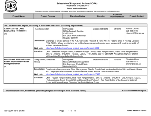 Schedule of Proposed Action (SOPA) 10/01/2014 to 12/31/2014 Tonto National Forest