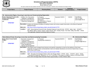 Schedule of Proposed Action (SOPA) 04/01/2016 to 06/30/2016 Boise National Forest