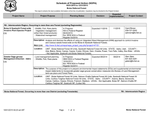 Schedule of Proposed Action (SOPA) 10/01/2015 to 12/31/2015 Boise National Forest