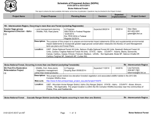 Schedule of Proposed Action (SOPA) 01/01/2015 to 03/31/2015 Boise National Forest