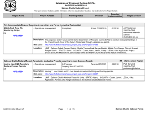 Schedule of Proposed Action (SOPA) 04/01/2016 to 06/30/2016 Salmon-Challis National Forest