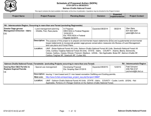 Schedule of Proposed Action (SOPA) 07/01/2015 to 09/30/2015 Salmon-Challis National Forest