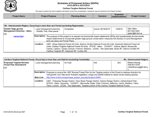 Schedule of Proposed Action (SOPA) 01/01/2016 to 03/31/2016 Caribou-Targhee National Forest