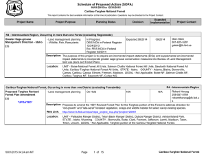 Schedule of Proposed Action (SOPA) 10/01/2015 to 12/31/2015 Caribou-Targhee National Forest