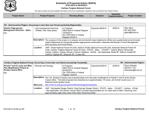 Schedule of Proposed Action (SOPA) 07/01/2014 to 09/30/2014 Caribou-Targhee National Forest