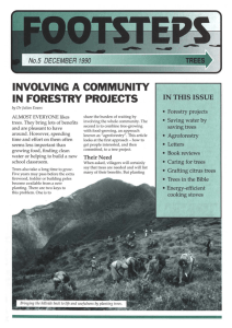 INVOLVING A  COMMUNITY IN FORESTRY PROJECTS IN THIS ISSUE •