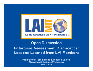 Open Discussion Enterprise Assessment Diagnostics: Lessons Learned from LAI Members