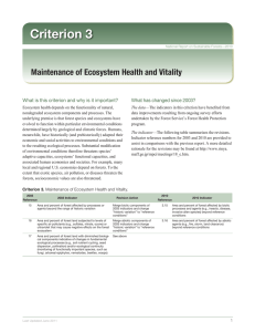 Criterion 3 Maintenance of Ecosystem Health and Vitality