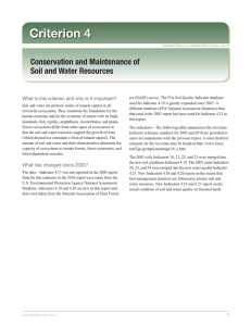 Criterion 4 Conservation and Maintenance of Soil and Water Resources