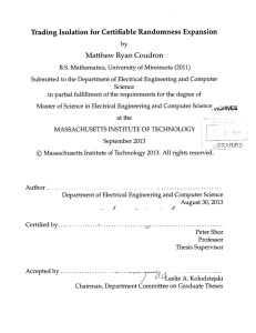 Trading Isolation for Certifiable Randomness  Expansion Matthew  Ryan Coudron