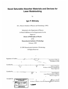 Novel  Saturable  Absorber  Materials  and ... Laser  Modelocking Igor  P.  Bilinsky