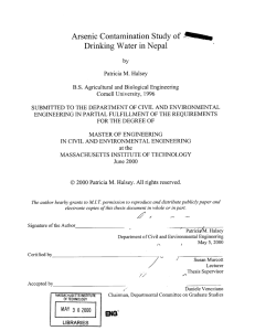 Arsenic  Contamination Study  of Drinking Water in Nepal