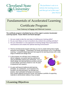 Fundamentals of Accelerated Learning Certificate Program