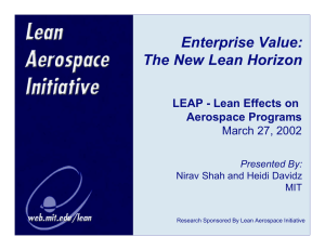 Enterprise Value: The New Lean Horizon LEAP - Lean Effects on Aerospace Programs