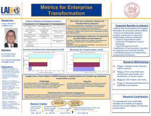 Metrics for Enterprise Transformation Expected Benefits to Industry Researcher: