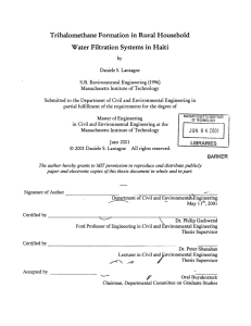 Trihalomethane  Formation  in Rural  Household