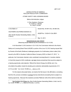 LBP-13-07 UNITED STATES OF AMERICA NUCLEAR REGULATORY COMMISSION