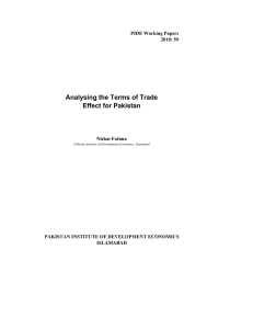 Analysing the Terms of Trade Effect for Pakistan  PIDE Working Papers