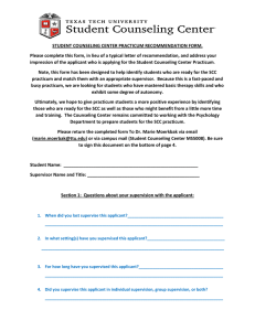 STUDENT COUNSELING CENTER PRACTICUM RECOMMENDATION FORM.