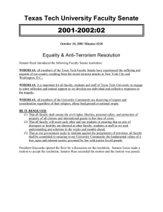 2001-2002:02 Texas Tech University Faculty Senate Equality &amp; Anti-Terrorism Resolution