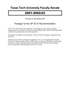 2001-2002:03 Texas Tech University Faculty Senate Passage 1a into OP 32.31 Recommendation
