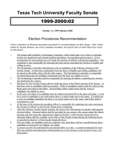 1999-2000:02 Texas Tech University Faculty Senate Election Procedures Recommendation