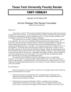 Texas Tech University Faculty Senate 1997-1998:01 Ad Hoc Strategic Plan Review Committee