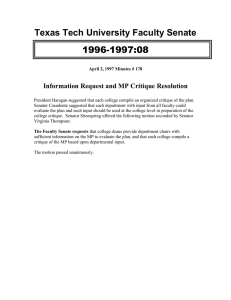 Texas Tech University Faculty Senate 1996-1997:08 Information Request and MP Critique Resolution