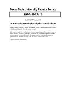 Texas Tech University Faculty Senate 1996-1997:16 Formation of Accounting Investigative Team Resolution