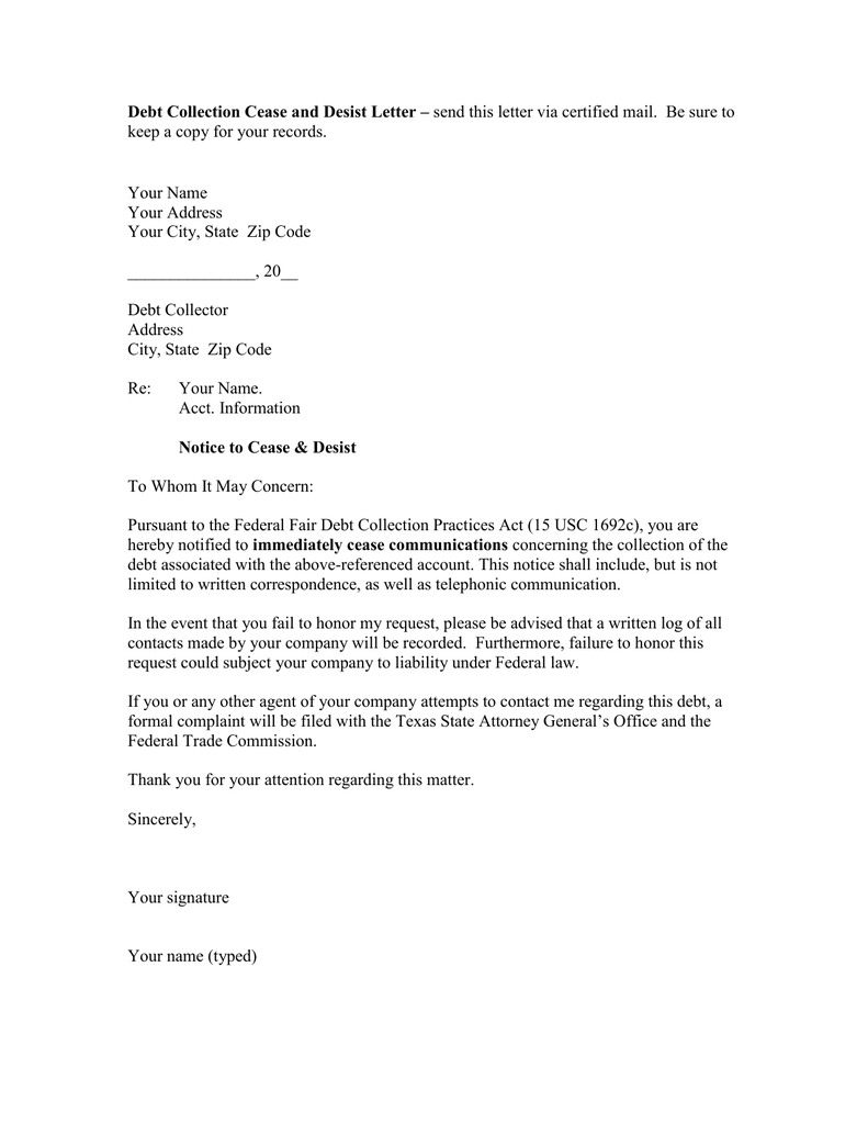 Cease And Desist Letter Texas from s2.studylib.net