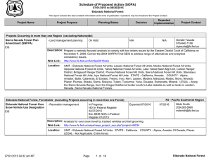 Schedule of Proposed Action (SOPA) 07/01/2015 to 09/30/2015 Eldorado National Forest