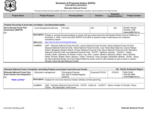 Schedule of Proposed Action (SOPA) 01/01/2015 to 03/31/2015 Eldorado National Forest