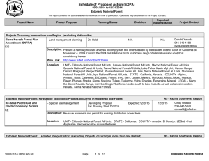 Schedule of Proposed Action (SOPA) 10/01/2014 to 12/31/2014 Eldorado National Forest