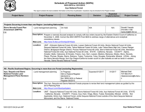 Schedule of Proposed Action (SOPA) 10/01/2015 to 12/31/2015 Inyo National Forest