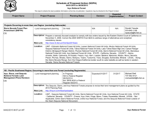 Schedule of Proposed Action (SOPA) 04/01/2015 to 06/30/2015 Inyo National Forest