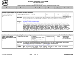 Schedule of Proposed Action (SOPA) 07/01/2014 to 09/30/2014 Inyo National Forest