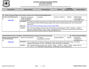 Schedule of Proposed Action (SOPA) 04/01/2016 to 06/30/2016 Klamath National Forest