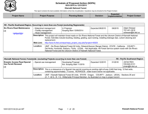 Schedule of Proposed Action (SOPA) 10/01/2015 to 12/31/2015 Klamath National Forest