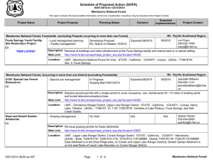 Schedule of Proposed Action (SOPA) 10/01/2014 to 12/31/2014 Mendocino National Forest