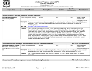 Schedule of Proposed Action (SOPA) 07/01/2014 to 09/30/2014 Plumas National Forest