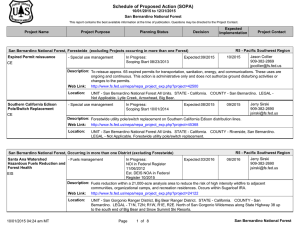 Schedule of Proposed Action (SOPA) 10/01/2015 to 12/31/2015 San Bernardino National Forest