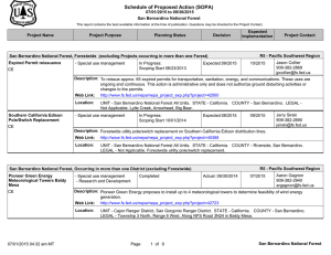 Schedule of Proposed Action (SOPA) 07/01/2015 to 09/30/2015 San Bernardino National Forest