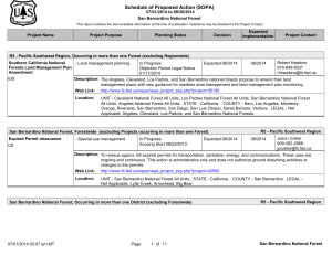 Schedule of Proposed Action (SOPA) 07/01/2014 to 09/30/2014 San Bernardino National Forest