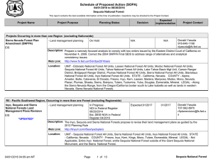 Schedule of Proposed Action (SOPA) 04/01/2016 to 06/30/2016 Sequoia National Forest