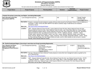 Schedule of Proposed Action (SOPA) 10/01/2015 to 12/31/2015 Sequoia National Forest