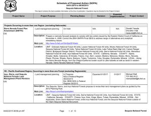 Schedule of Proposed Action (SOPA) 04/01/2015 to 06/30/2015 Sequoia National Forest