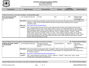 Schedule of Proposed Action (SOPA) 07/01/2014 to 09/30/2014 Sequoia National Forest