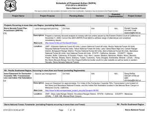 Schedule of Proposed Action (SOPA) 07/01/2014 to 09/30/2014 Sierra National Forest