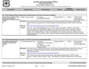 Schedule of Proposed Action (SOPA) 04/01/2015 to 06/30/2015 Fremont-Winema National Forest